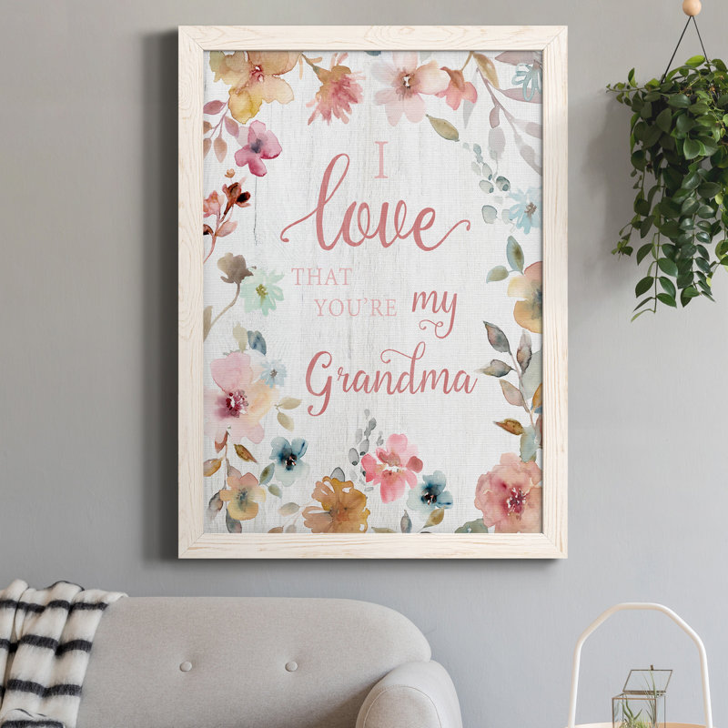 «Love Grandma», art textuel sur toile, Blanc, H 31,5 po x l 23,5 po x P 1,5 po