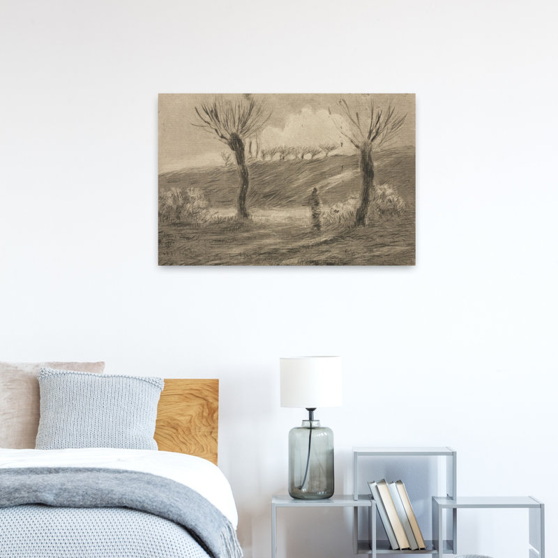 Setting Sun, 1879 Impressionist Abstract Contemporary Landscape Sunset Wall Art Print by Camille Pissarro - 1 Piece Wrapped Canvas Wall Art
