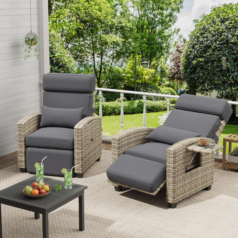 Fauteuil inclinable d'extérieur, chaises de patio inclinables avec dossier et repose-pieds réglables