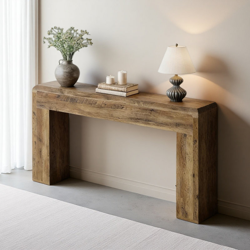 Table d'entrée en bois, console rustique, canapé