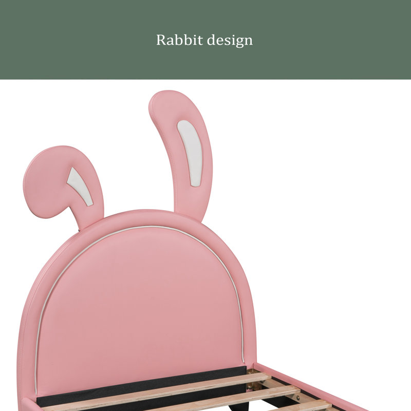 Lit plateforme en cuir Chrisha, Rose