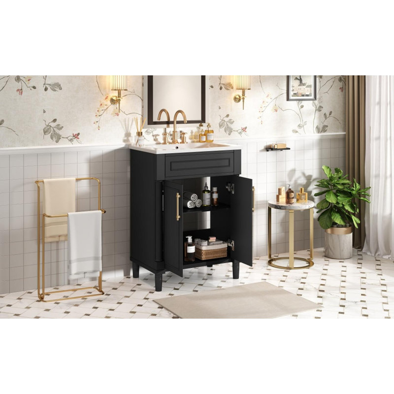 24" Single Bathroom Vanity with Ceramic Top