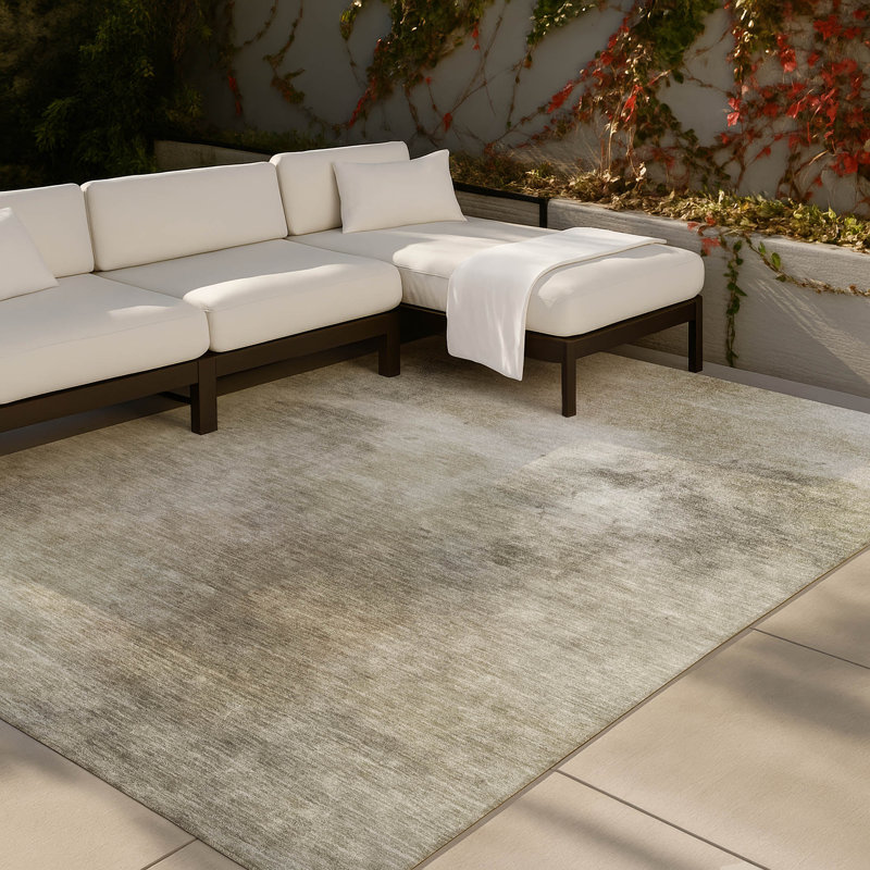 Machine Washable Indoor/Outdoor Chantille ACN2883 Abstract Rug, 8' x 10', Khaki