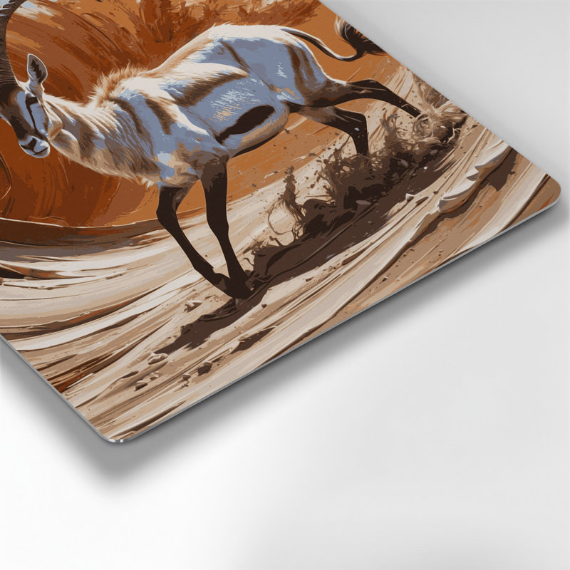 Faune, art mural brun en métal Addax, H 8 po x l 8 po