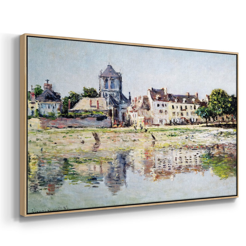 By The River At Vernon, 1883, reproduction d'art sur toile, H 25 po x l 37 po x P 2 po, Toile encadrée noyer flottant
