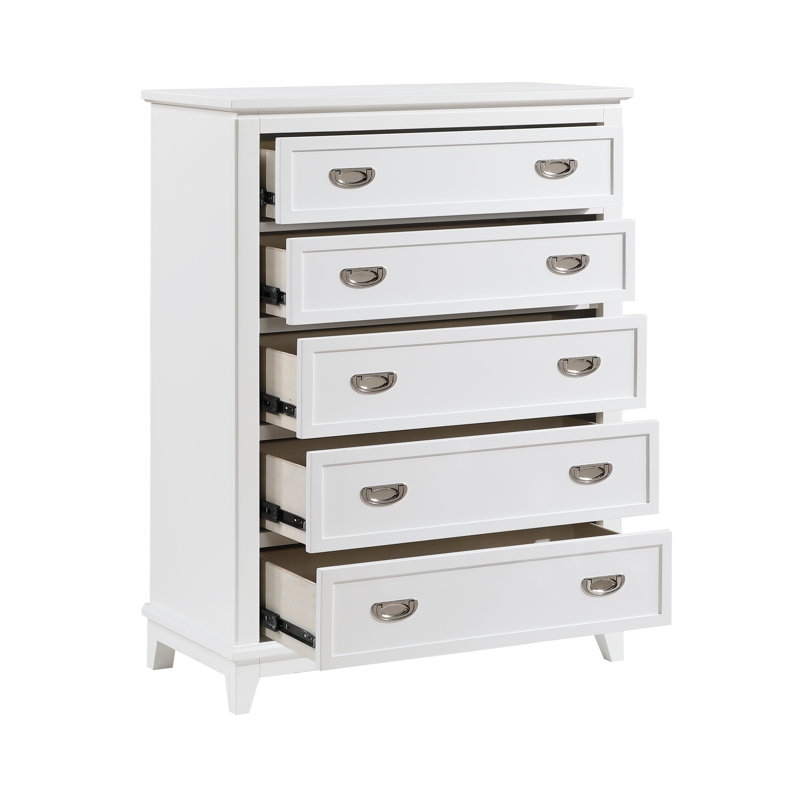 Beckett 36.5" Modern 5-Drawer Chest, White