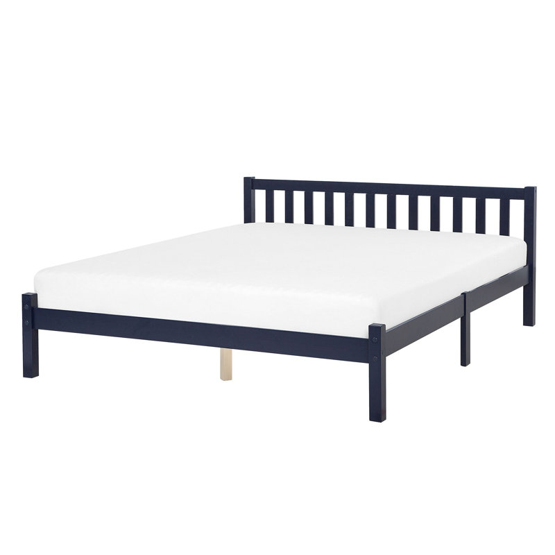Persephone Solid Wood Bed, Navy Blue, European Kingsize (160 x 200 cm)