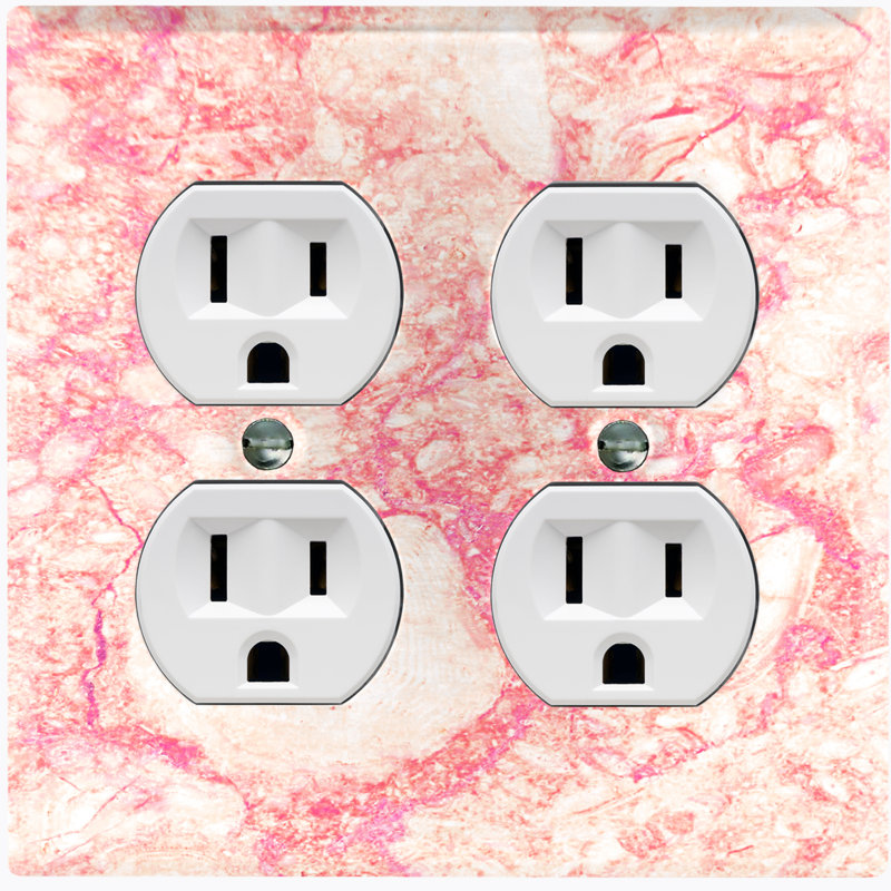 Plaque murale 2 prises doubles, Beige / rose / blanc