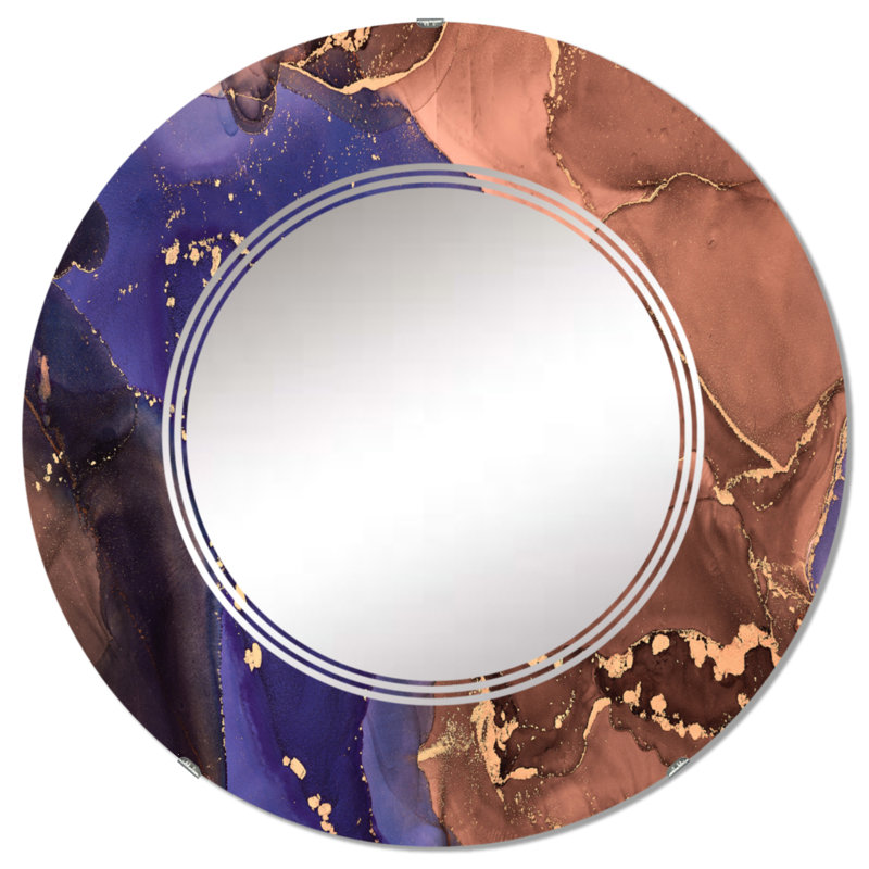 Miroir mural moderne et abstrait brun, 32 po x 32 po