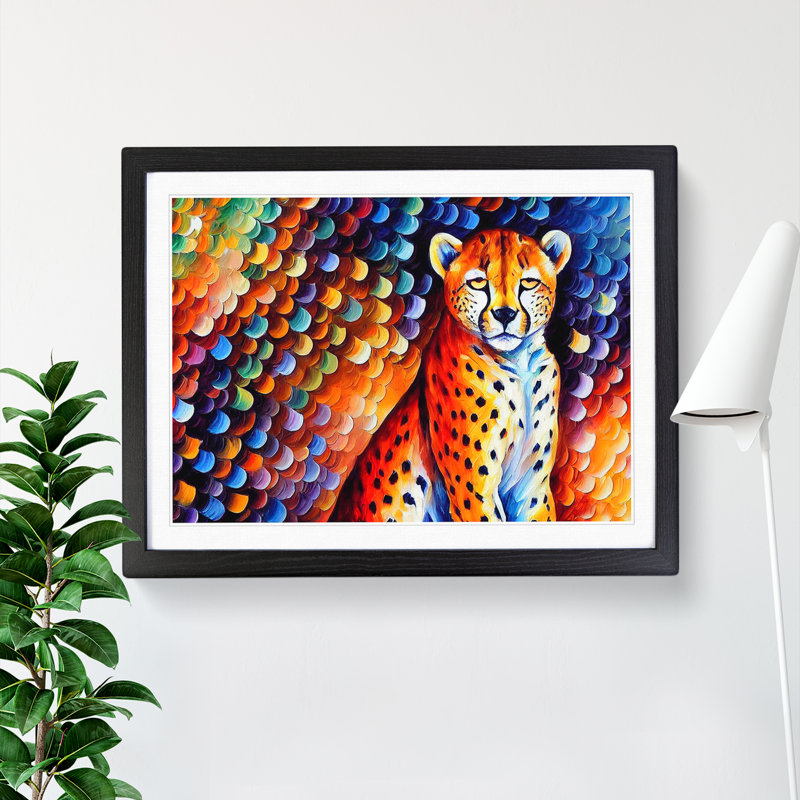 Cheetah Vol.1 Abstract - Single Picture Frame Painting, 46cm H x 64cm W x 2cm D, Black