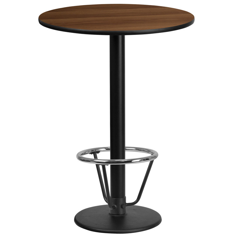 Basinger 24'' Round Laminate Table Top with 18'' Round Bar Height Table Base, 43.125" H x 24" W x 24" D, Walnut