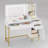45.3’’L Modern Style Vanity Desk With Mirror, LED Lights And Power Outlet, Bedroom Makeup Vanity Table With Storage Cabinet And 4 Drawers-1181899362
