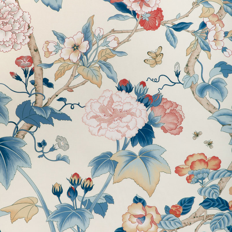 Gardenia Print, Red/Blue/Beige