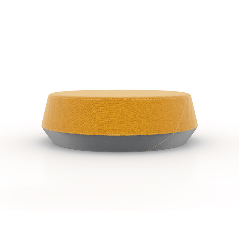 Pog II Fabric Pouf with Round Shape, Upholstery, Flexibility, Saffron