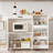 Kitchen Island Cart With Microwave Space, 39.4"w X 35.4"h Rolling Kitchen Island With Drop Leaf, Lockable Wheel, 3 Open Shelves, Drawer & Cabinet, White