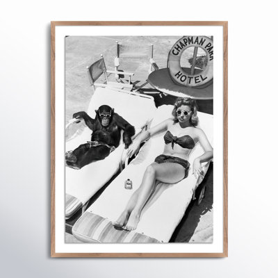 Woman Sunbathing With Chimpanzee by Getty Images