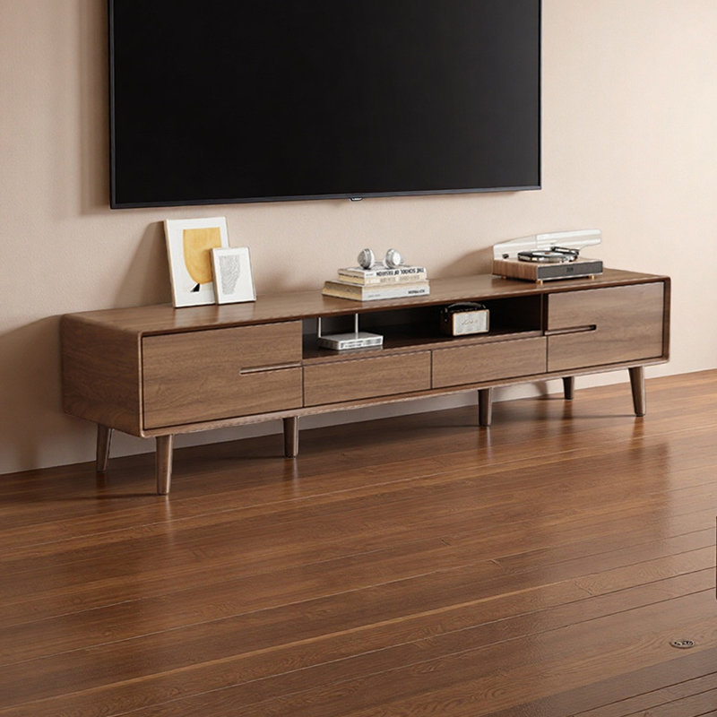 Meuble télé de luxe moderne et rétro, H 16,77 po x L 70,86 po x l 13,38 po, Brun noyer