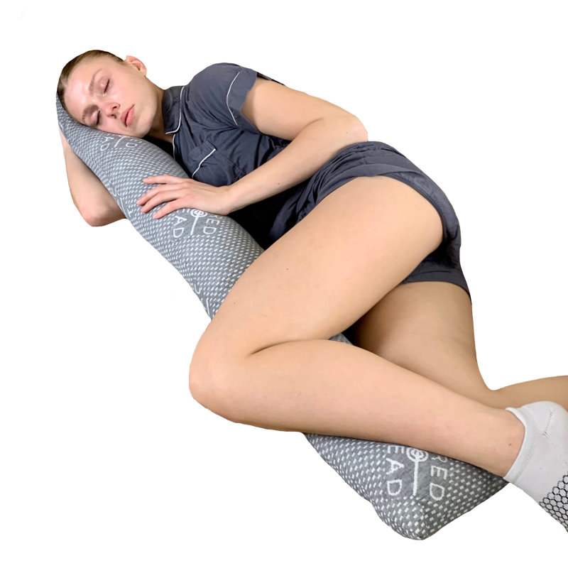 54”x8” Cylinder Body Pillow, Grey Cooling Hug Pillow For Adults, Memory Foam Cuddle Pillow, Soft And Supportive Long Body Pillow For Side Sleepers