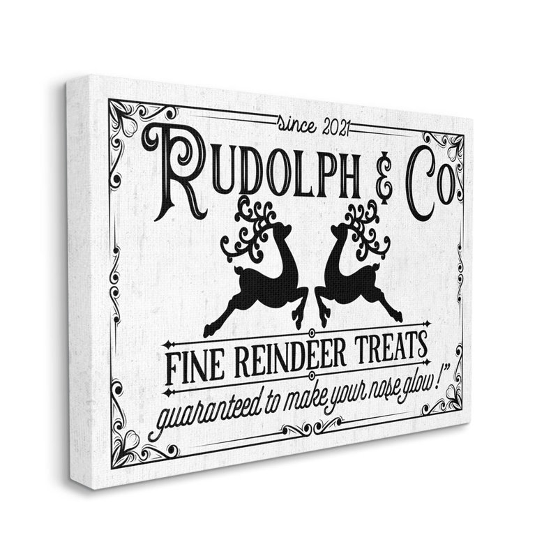 Rudolph & Co, art mural rétro sur toile avec lettres et lignes, H 24 po x l 30 po x P 1,5 po