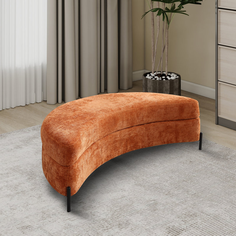 Latitude Run® Upholstered Half Crescent Moon Storage Bench Large