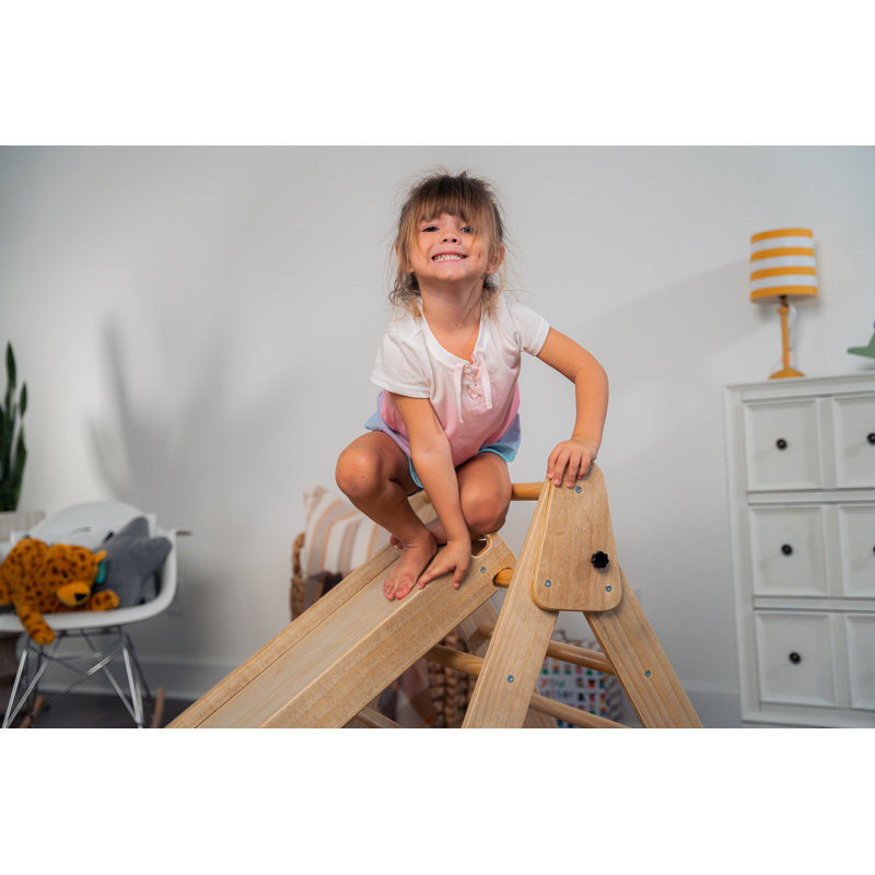 Natural Pine Montessori Indoor Climbing Gym with Slide