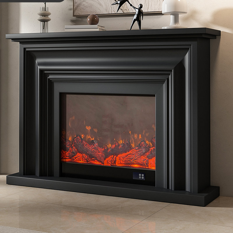 Simulation électronique italienne minimaliste d'un foyer à flamme, Noir, H 40,16 po x l 47,24 po x P 12,99 po