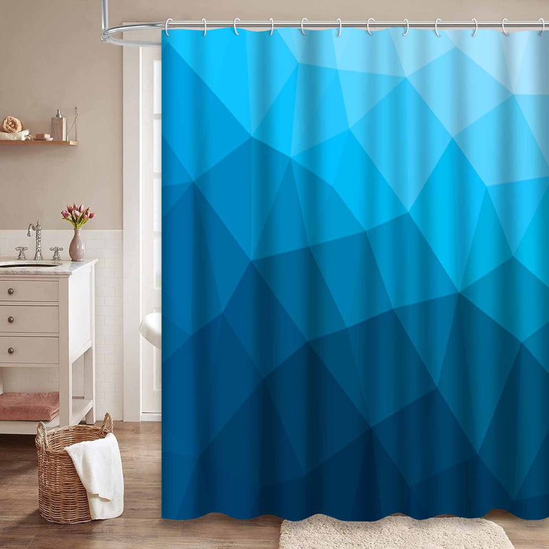 Rideau de douche bleu clair avec 12 crochets, L 72 po x l 78 po