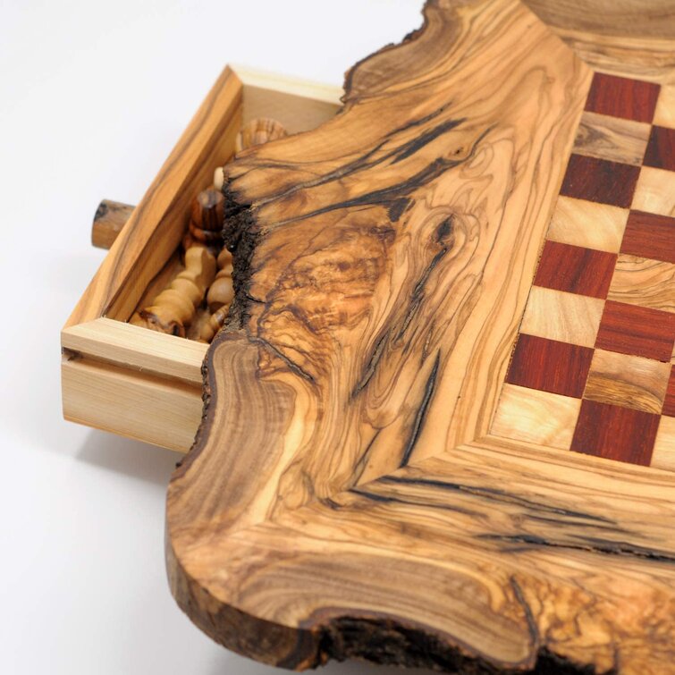 Beldinest Handmade Large Olive Wood Chess Board Set (Tunisia) 