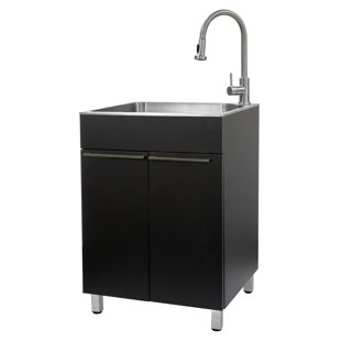 Évier à lessive autoportant tout-en-un L 24,1 po x l 21,3 po avec robinet