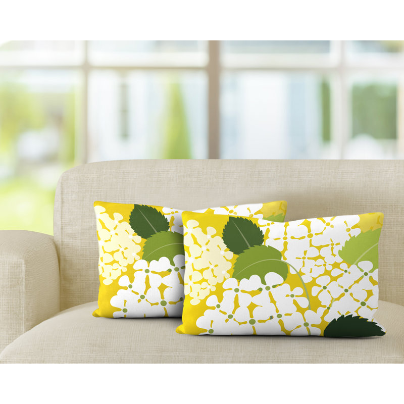 Polyester / Mélange de polyester Housse de coussin rectangulaire intérieure / extérieure lombaire et insert, Jaune