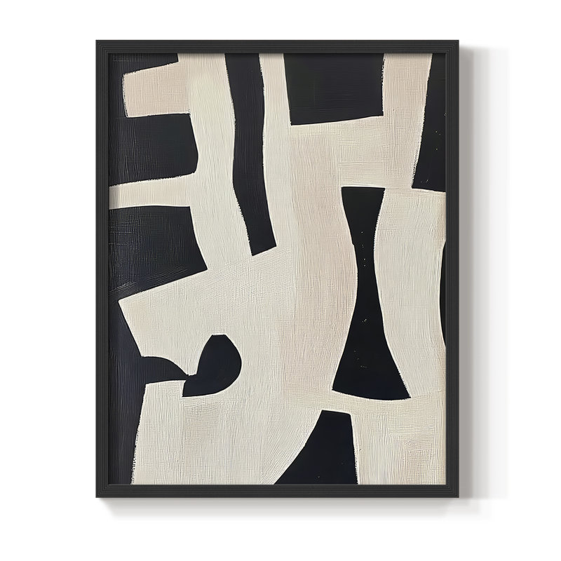 Série ABSTRACT DLxxxix - reproduction encadrée de qualité supérieure - prête à être accrochée - aucun clou requis, Noir