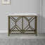 Console de canapé Agas de 41 pouces, plateau en marbre véritable blanc, structure géométrique en bois de manguier gris cendré délavé sablé