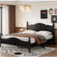 Base de lit plateforme en bois, lit plateforme de style rétro, avec support de traverse en bois-121110805