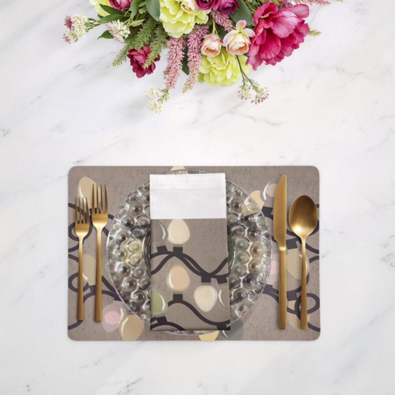 Xmas Tangle Cotton Sateen Dinner Napkins, Neutral