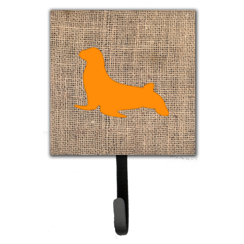 Crochet mural en métal 1, Toile de jute et orange