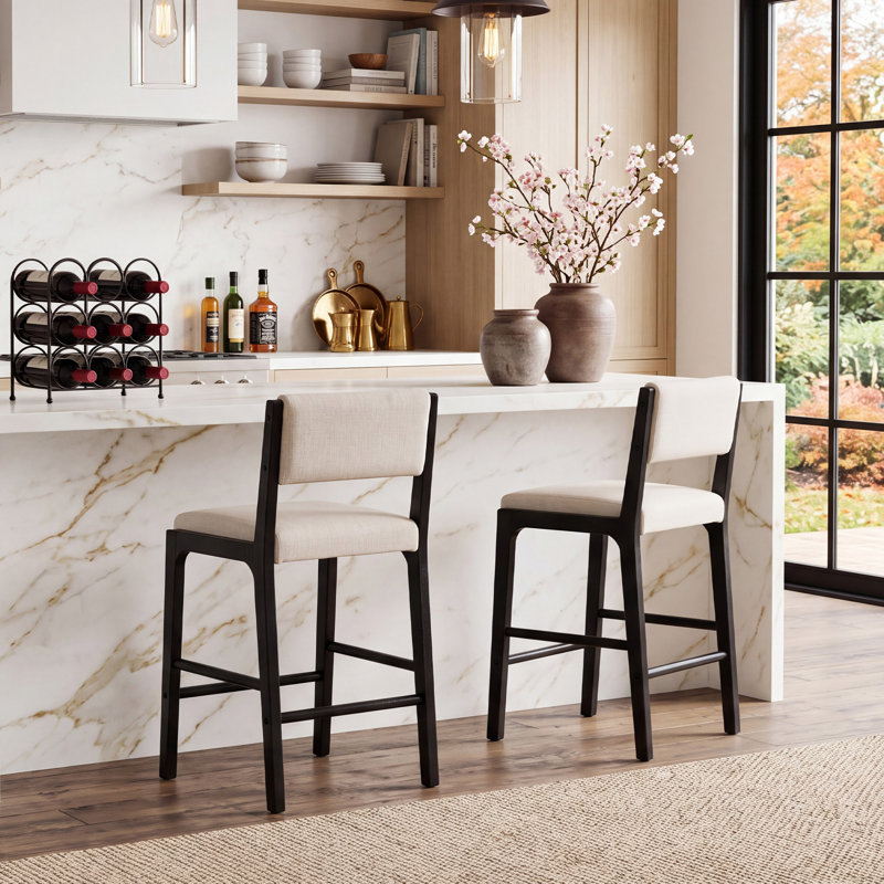 Tabouret de comptoir 26,5 po Makarah, Noir