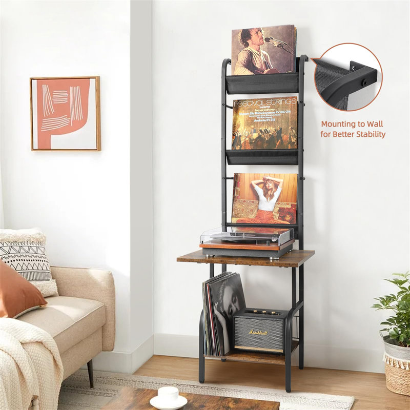 Biegel 144cm H Media Shelves, Black/Brown