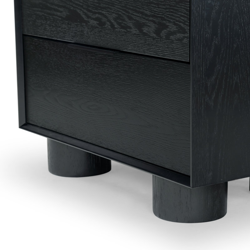 Addyson Wood 2 Drawer Nightstand, Black