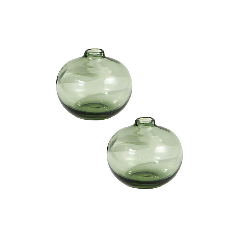 Ensemble de 2 vases à bourre en verre vert clair Latitude Run®