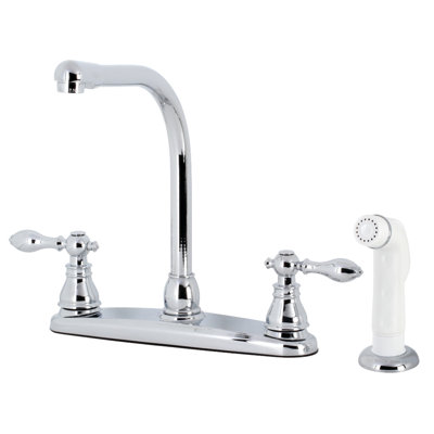 Kingston Brass American Classic Two-Handle 4-Hole 8" Centerset Kitchen Faucet with Side Sprayer