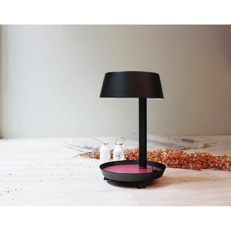Lampe de table 16,5 "avec USB Carry, Noir mat, H 16,5 po x l 10,2 po x P 10,2 po
