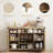 Farmhouse 59 inches Sideboard Buffet Cabinets with Wine Rack  Modern Coffee Bar Cabinet for Home Liquor  Kitchen Storage Cupboard with Door  Sideboard for Dining Room/Living Room/Restaurant -Wood Color-123518727
