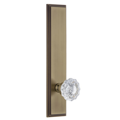 Grandeur Carré Tall Plate Pasage with Versailles Crystal Door Knob