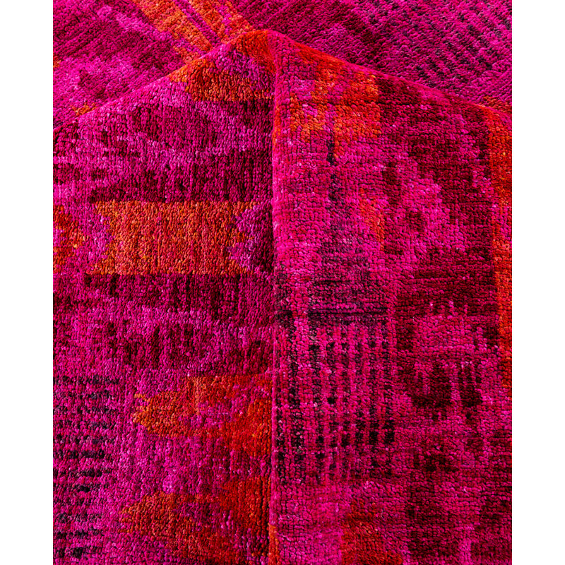 Overdyed Hand-Knotted Wool Modern-Contemporary Pink Area Rug 9' 10" x 14' 4"