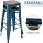 Ensemble de 2 tabourets de bar en métal 30 po avec siège carré en bois d'orme massif, tabourets de bar industriels empilables sans dossier, ensemble de 2 tabourets de comptoir-1956046444