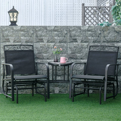 Fauteuil oscillant d'extérieur Outsunny avec table basse, chaise berçante de patio à 2 places avec balançoire respirante pour la cour, le jardin et le porche, brun