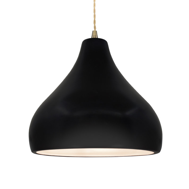 Luminaire suspendu à 1 lumière Meydan, H 9,5 po x l 13,5 po x P 13,5 po, Noir mat carbone, Laiton antique