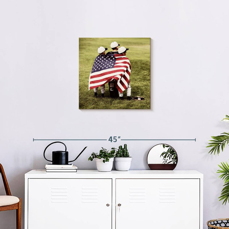 Borges Baseball Kids avec le drapeau américain, H 20 po x l 20 po