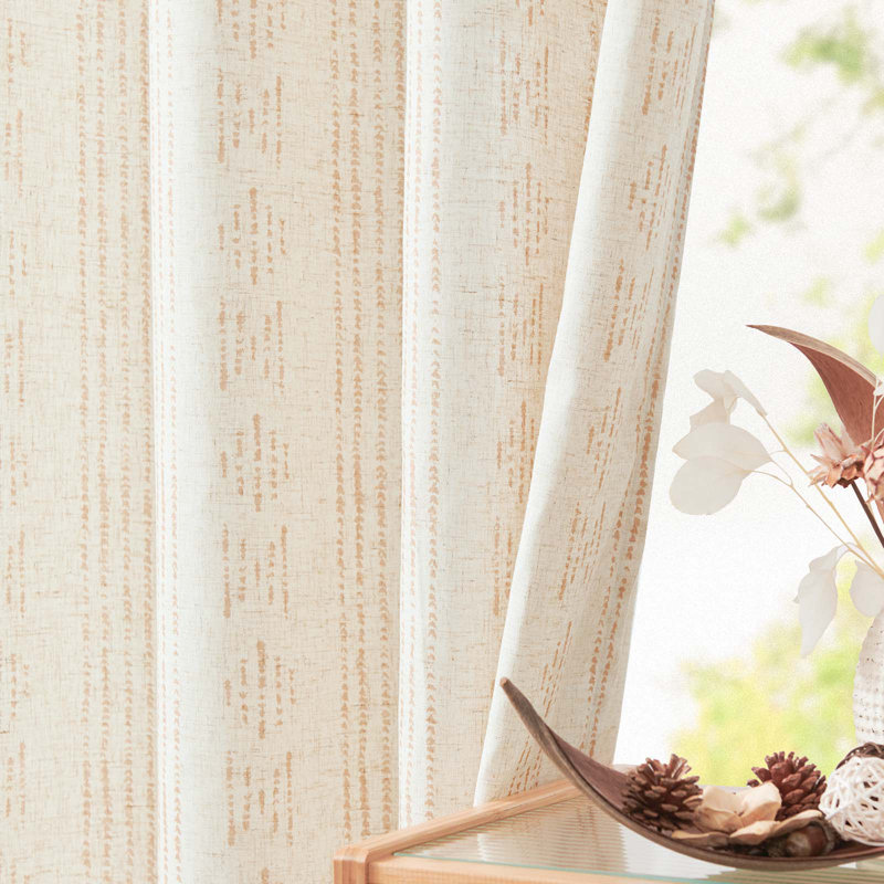 Amadas Linen Semi-Sheer Rod Pocket Curtain Pair, 52" W x 63" L, Tan Flax