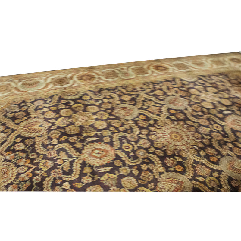 Tapis brun et crème noué à la main de haute qualité, Brun et crème, Rectangle 141 po x 107 po